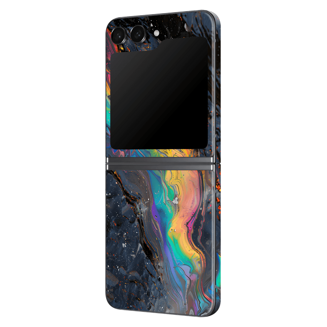 Samsung Z Flip 5 Print Printed Custom SIGNATURE Aurora Auroria Stone Marble Rainbow Skin Wrap Sticker Decal Cover Protector by QSKINZ | QSKINZ.COM
