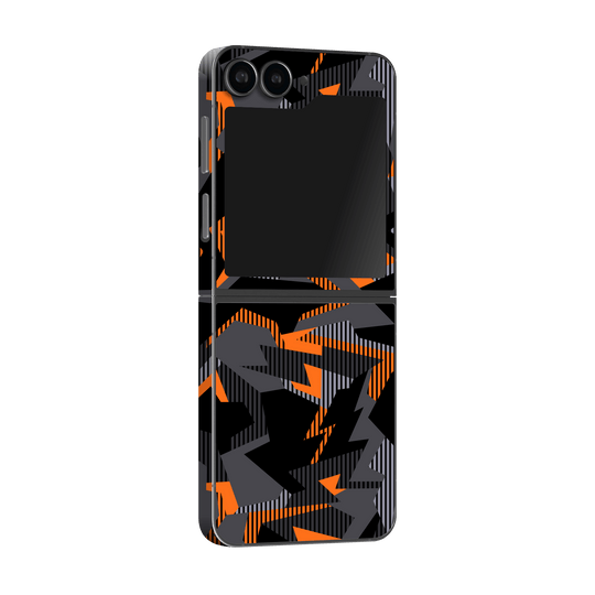 Samsung Galaxy Z Flip 6 (2024) Print Printed Custom SIGNATURE Sharp-Edged Orange Camo Camouflage Skin Wrap Sticker Decal Cover Protector by Qskinz | Qskinz.com