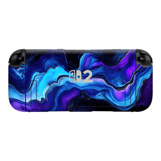 Switch 2 Custom Printed SIGNATURE “Agate Geode Blue Marble” Art Skin Wrap Sticker Decal Cover Protector by QSKINZ | QSKINZ.COM