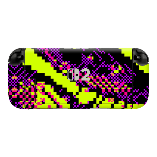 Switch 2 Custom Printed SIGNATURE “Neonix” Purple Green Pixelated Skin Wrap Sticker Decal Cover Protector by QSKINZ | QSKINZ.COM