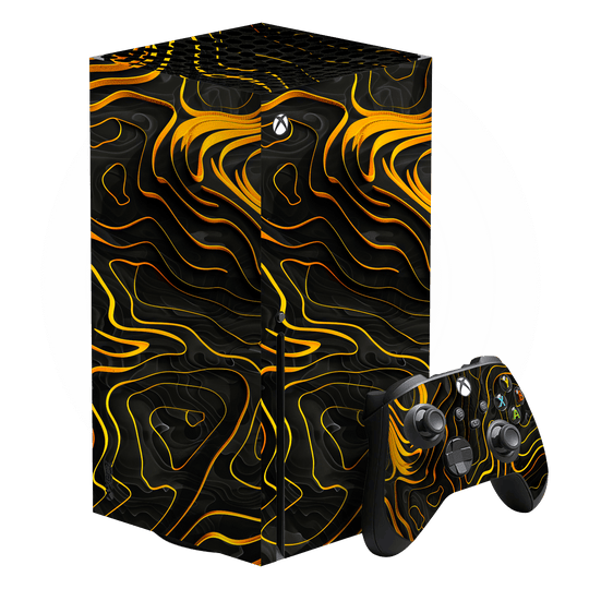XBOX Series X Print Printed Custom SIGNATURE Wave Waves Waver Yellow and Black Skin Wrap Sticker Decal Cover Protector QSKINZ | QSKINZ.COM