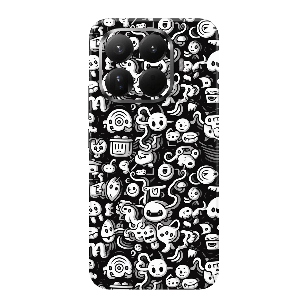 Xiaomi 15T PRO Print Printed Custom SIGNATURE Pictogram Party Monochrome Black and White Icons Faces Skin Wrap Sticker Decal Cover Protector by QSKINZ | QSKINZ.COM