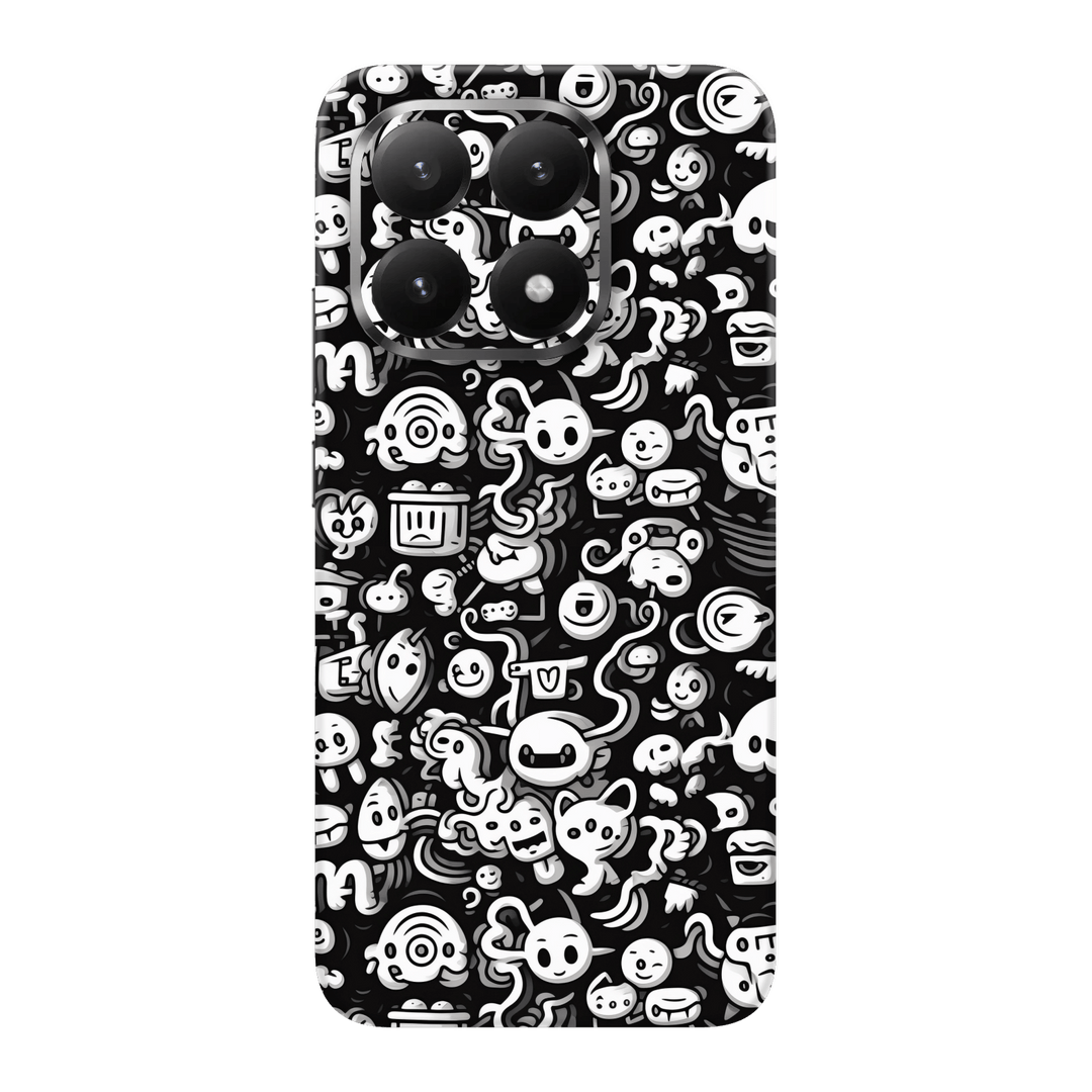 Xiaomi 15T Print Printed Custom SIGNATURE Pictogram Party Monochrome Black and White Icons Faces Skin Wrap Sticker Decal Cover Protector by QSKINZ | QSKINZ.COM