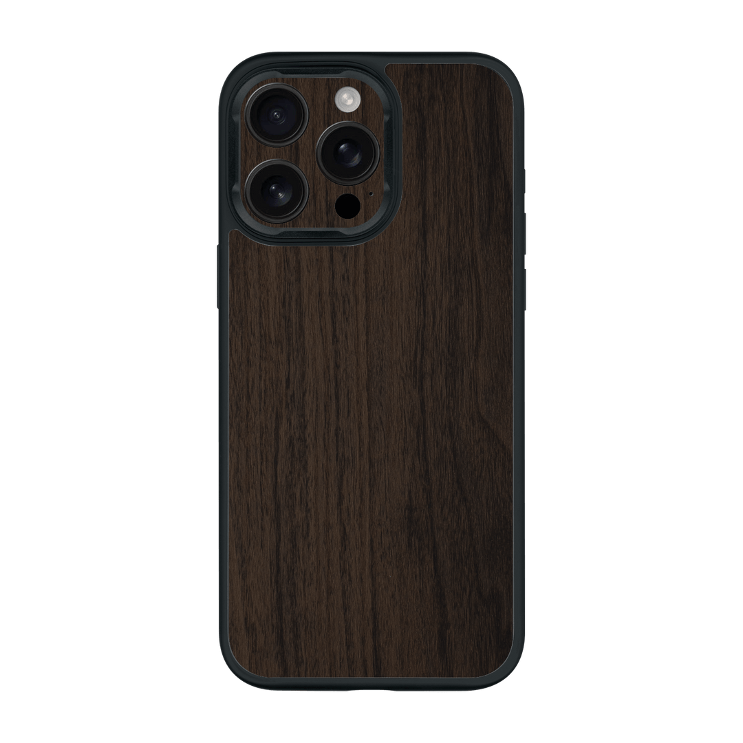 iPhone 15 PRO Qcaze Premium Wood Wooden Dark Walnut Matte Textured Case by QSKINZ | qskinz.com