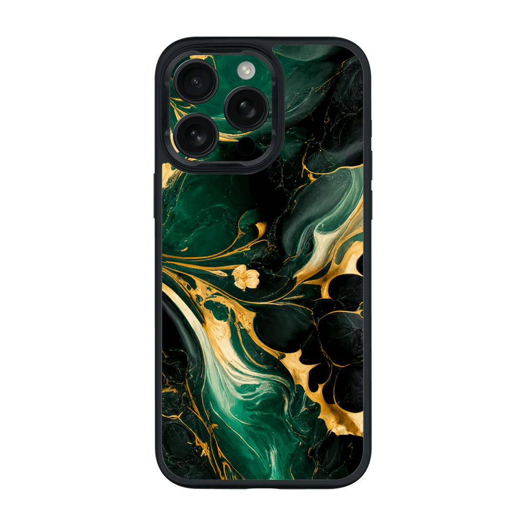 iPhone 15 PRO Qcaze Print Printed Custom SIGNATURE Agate Geode Royal Green Gold Case by QSKINZ | qskinz.com