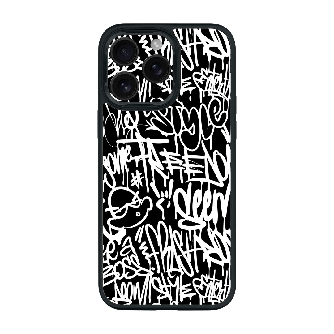 iPhone 15 PRO Qcaze Print Printed Custom SIGNATURE Monochrome Black and WhiteGraffiti Case by QSKINZ | qskinz.com