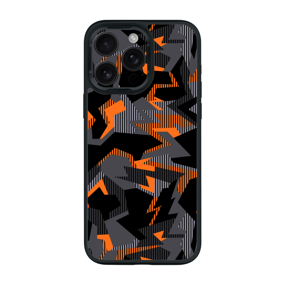 iPhone 15 PRO Qcaze Print Printed Custom SIGNATURE Sharp-Edged Orange Camo Camouflage Case by QSKINZ | qskinz.com