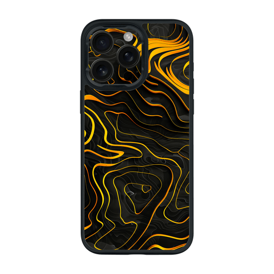 iPhone 15 PRO Qcaze Print Printed Custom SIGNATURE Wave Waves Waver Yellow and Black Case by QSKINZ | QSKINZ.COM