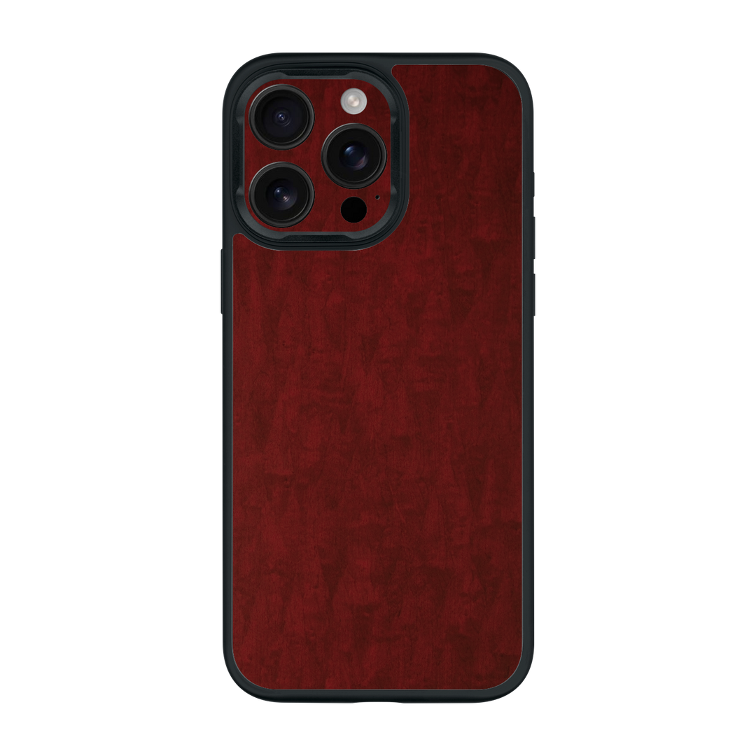 iPhone 15 PRO Qcaze Scarlet Red Wood Wooden Satin Case by QSKINZ | qskinz.com