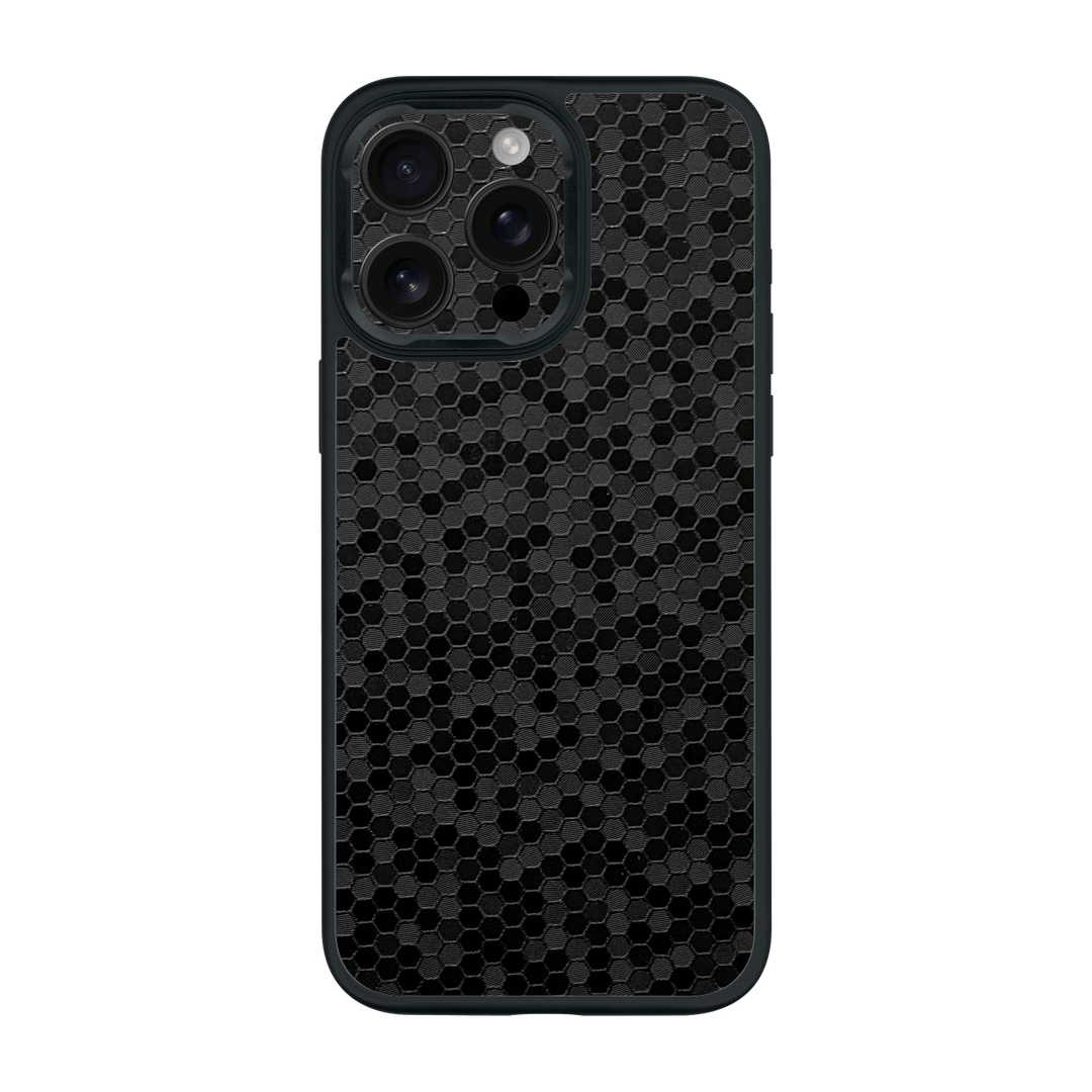 iPhone 15 Pro MAX Qcaze Luxuria Black Honeycomb 3D Textured Case by QSKINZ | qskinz.com