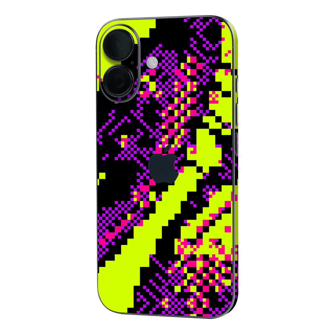 iPhone 16 Custom Printed SIGNATURE “Neonix” Purple Green Pixelated Skin Wrap Sticker Decal Cover Protector by QSKINZ | QSKINZ.COM