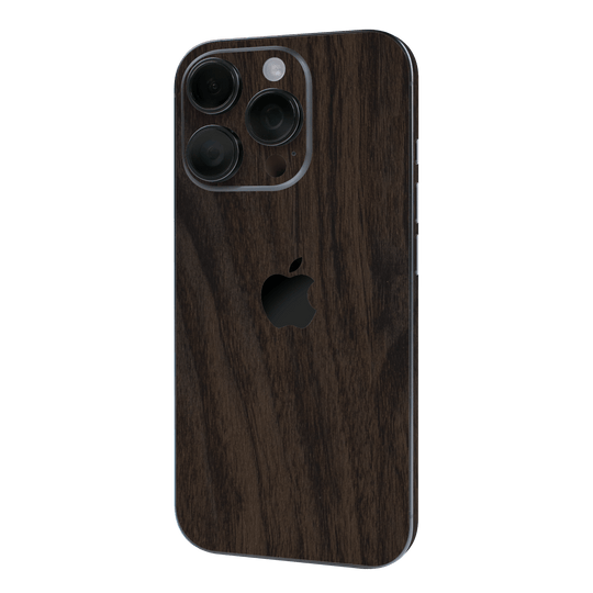 iPhone 16 PRO Premium Wood Wooden Dark Walnut Matte Textured Skin Wrap Sticker Decal Cover Protector by QSKINZ | qskinz.com