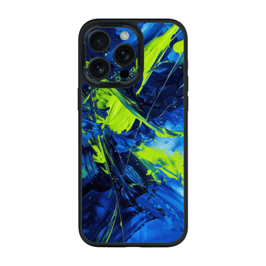 iPhone 16 PRO Print Printed Custom SIGNATURE Glowquatic Neon Yellow Green Blue Case by QSKINZ | QSKINZ.COM