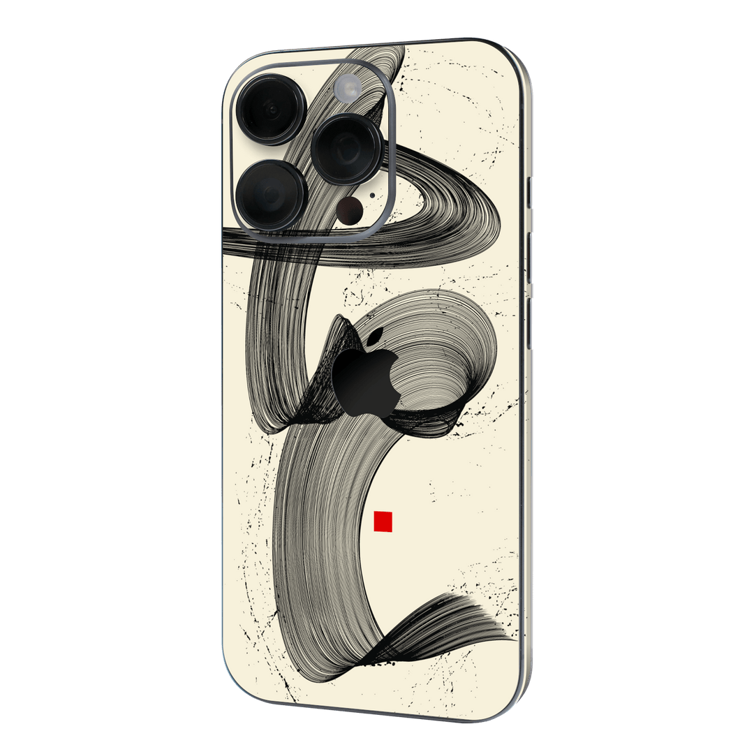 iPhone 16 PRO Printed Custom SIGNATURE “Shado” Japanese Ink Cream & Black Abstract Skin Wrap Sticker Decal Cover Protector by QSKINZ | QSKINZ.COM
