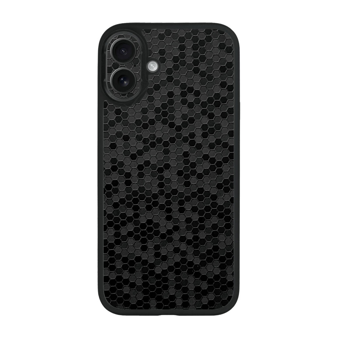 iPhone 16 Plus Qcaze Luxuria Black Honeycomb 3D Textured Case by QSKINZ | qskinz.com