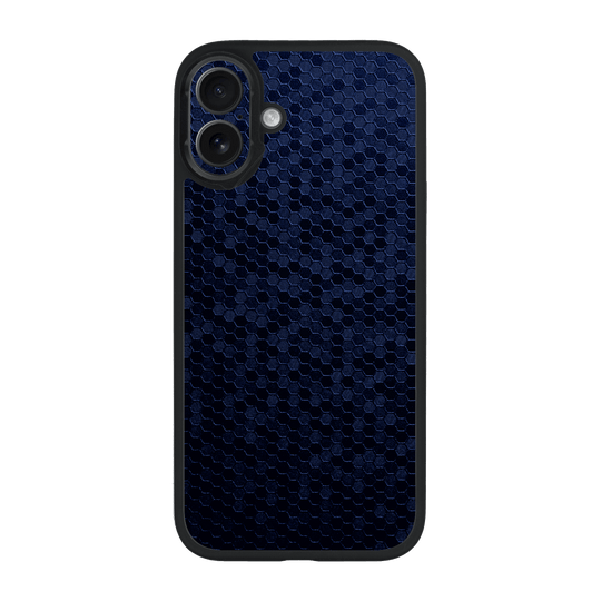 iPhone 16 Plus Qcaze Luxuria Navy Blue Honeycomb 3D Textured Case by QSKINZ | qskinz.com