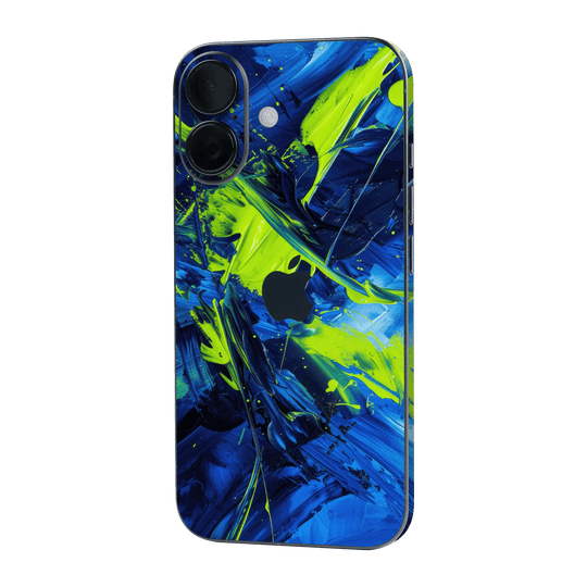 iPhone 16 Plus Print Printed Custom SIGNATURE Glowquatic Neon Yellow Green Blue Skin Wrap Sticker Decal Cover Protector by QSKINZ | QSKINZ.COM