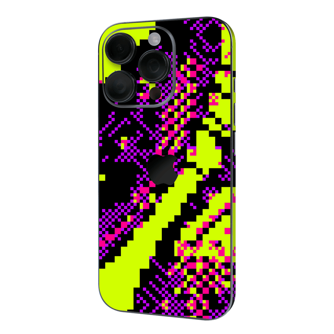 iPhone 16 Pro MAX Custom Printed SIGNATURE “Neonix” Purple Green Pixelated Skin Wrap Sticker Decal Cover Protector by QSKINZ | QSKINZ.COM