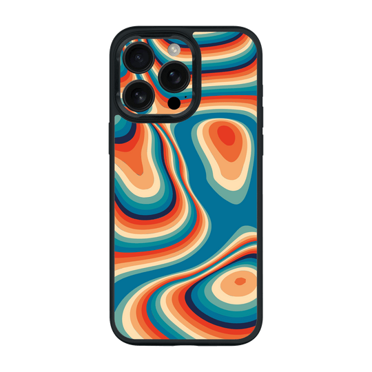 iPhone 16 Pro MAX Qcaze Print Printed Custom SIGNATURE Swirltro Swirl Retro 70s 80s Warm Colours Case by QSKINZ | QSKINZ.COM