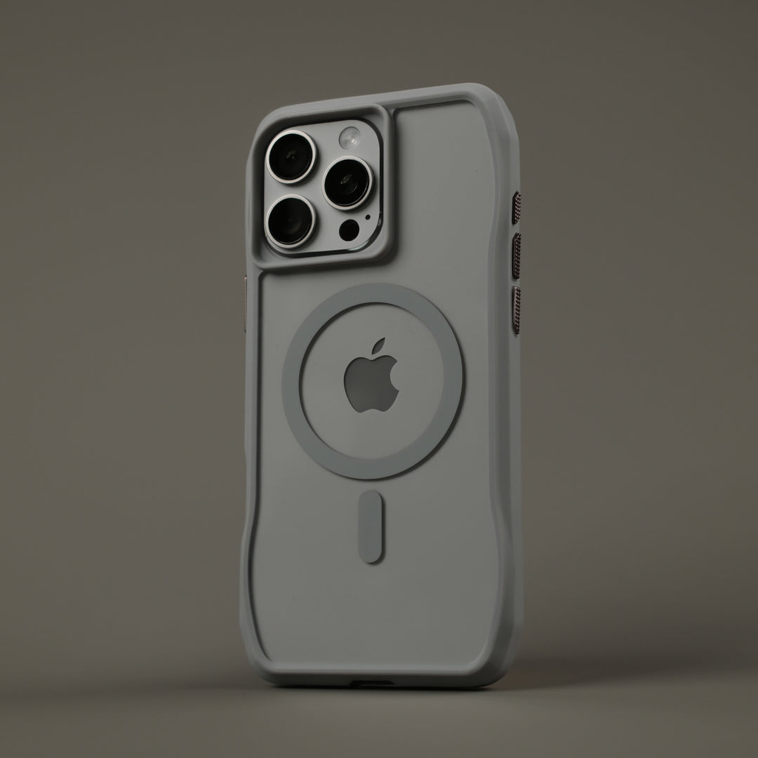 iPhone 16 Pro and 16 Pro MAX Qcaze DUO Lunar GREY Skin and Case Set Side