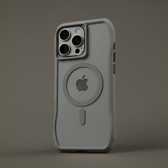 iPhone 16 Pro and 16 Pro MAX Qcaze DUO Lunar GREY Skin and Case Set Side