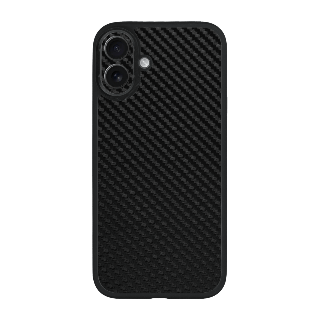 iPhone 16 Qcaze Black 3D Textured Carbon Fibre Fiber Case by QSKINZ | qskinz.com