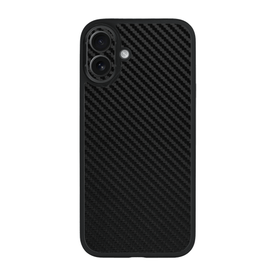 iPhone 16 Qcaze Black 3D Textured Carbon Fibre Fiber Case by QSKINZ | qskinz.com