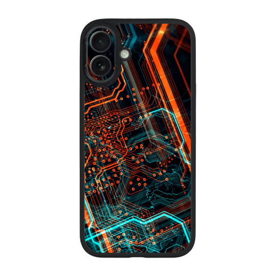 iPhone 16 Qcaze Print Printed Custom SIGNATURE NEON PCB Board Case by QSKINZ | qskinz.com