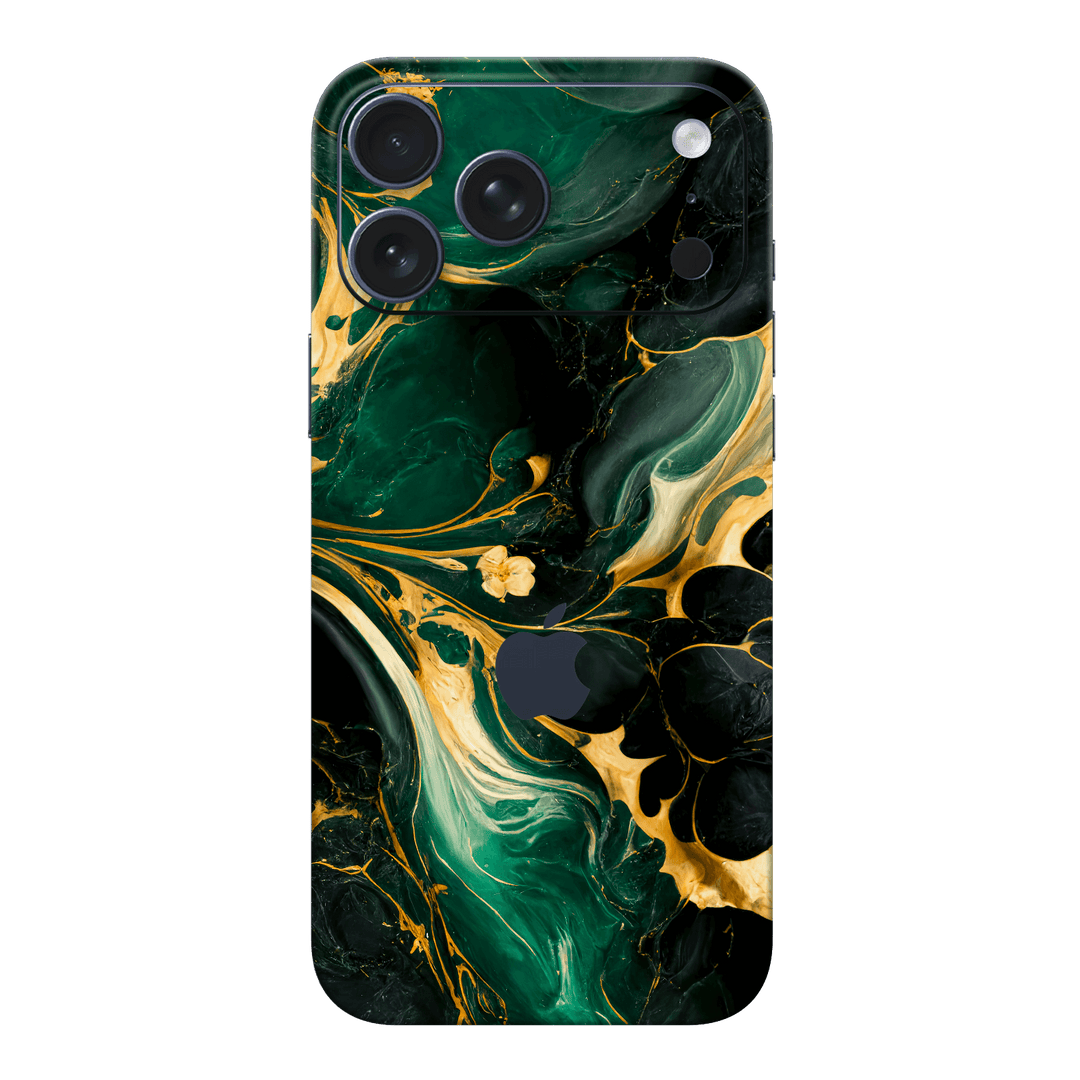 iPhone 17 PRO Print Printed Custom SIGNATURE Agate Geode Royal Green Gold Skin Wrap Sticker Decal Cover Protector by QSKINZ | qskinz.com