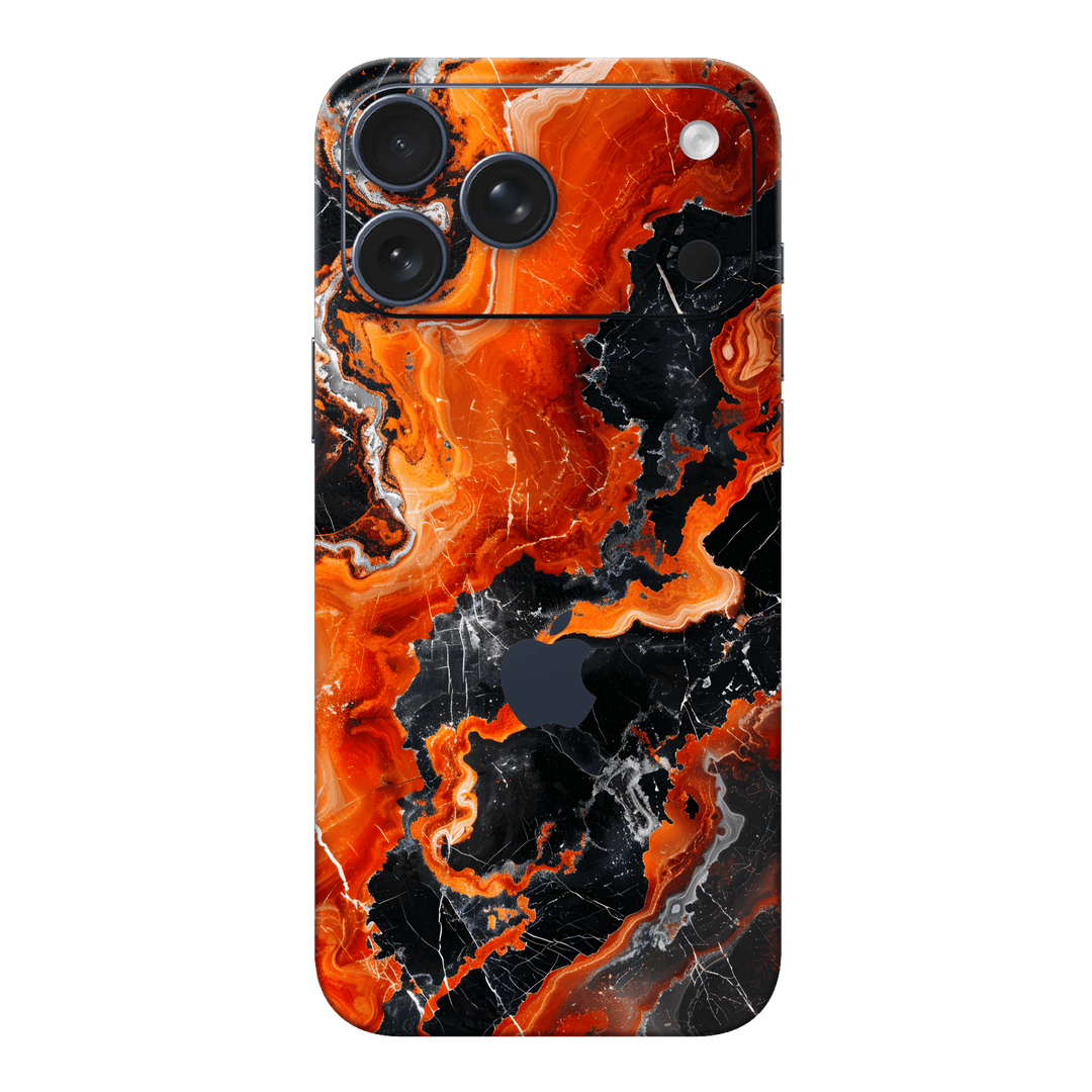 iPhone 17 PRO "Printed Custom SIGNATURE “Magmora” AI Lava Orange & Black Skin Wrap Sticker Decal Cover Protector by QSKINZ | QSKINZ.COM "