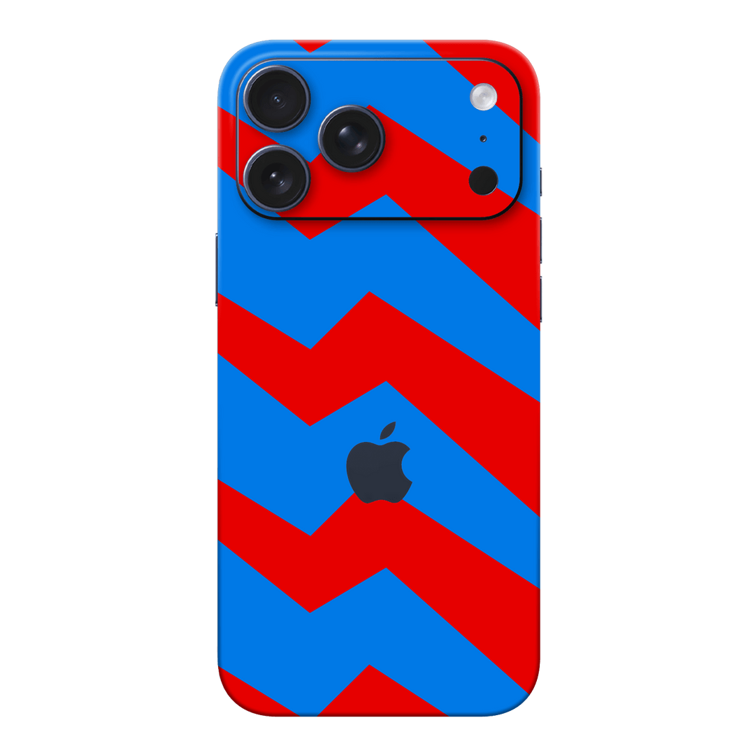 iPhone 17 Pro MAX Printed Custom SIGNATURE “ZigPop Blue-Red” Bold Blue & Red Zigzag Geometric Skin Wrap Sticker Decal Cover Protector by QSKINZ | QSKINZ.COM