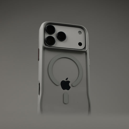 iPhone 17 Pro and 17 Pro MAX Qcaze DUO Lunar GREY Skin and Case Close Up