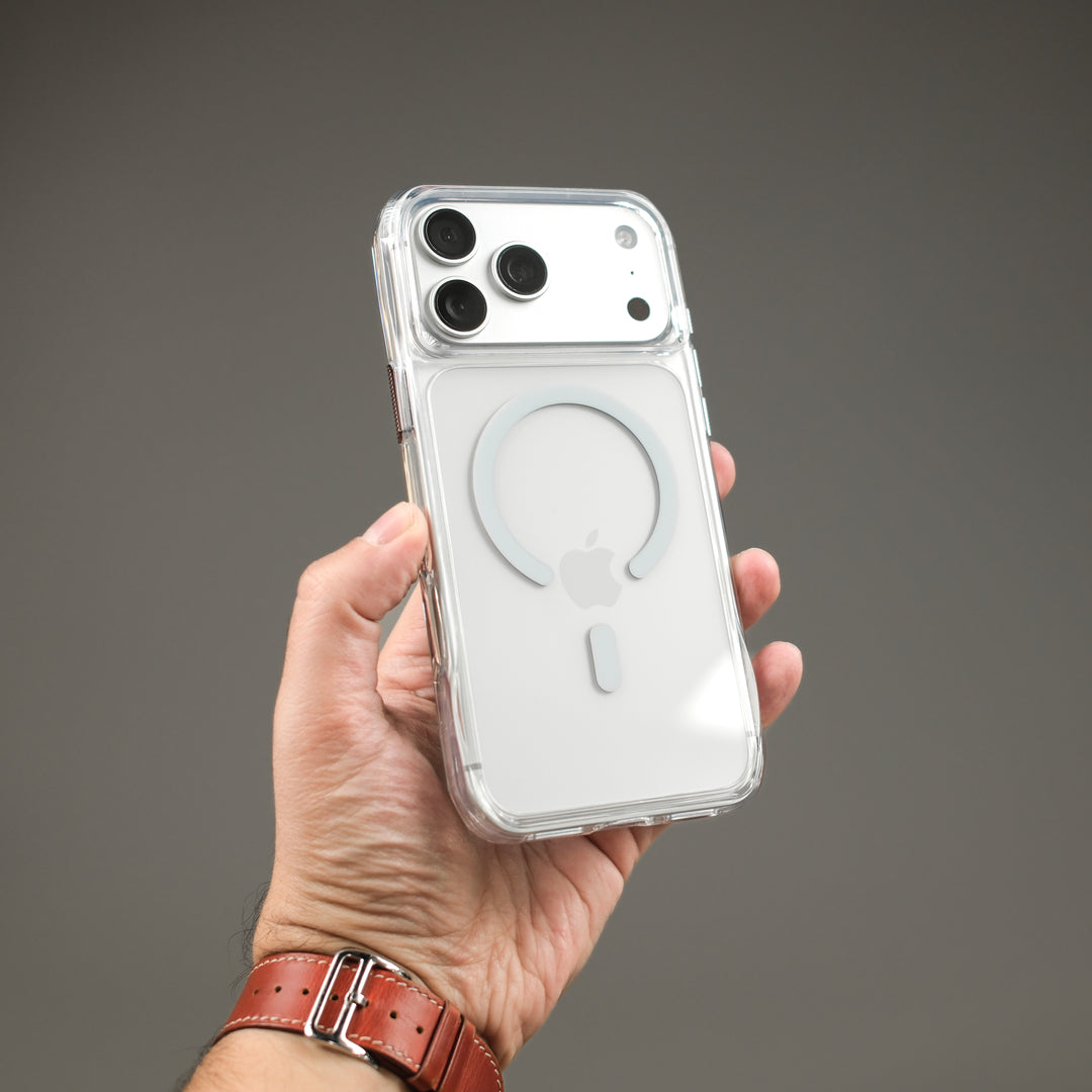 iPhone 17 Pro and iPhone 17 Pro MAX Clear Case by Qcaze - MIRAGE Hand 1