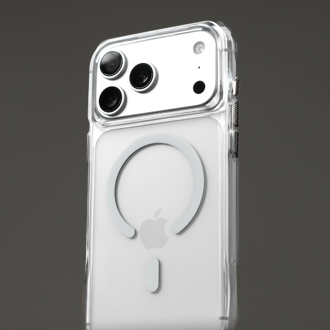 iPhone 17 Pro and iPhone 17 Pro MAX Clear Case by Qcaze - MIRAGE Side Close Up