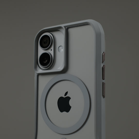 iPhone 17 Qcaze DUO Lunar GREY Skin and Case Set Close Up