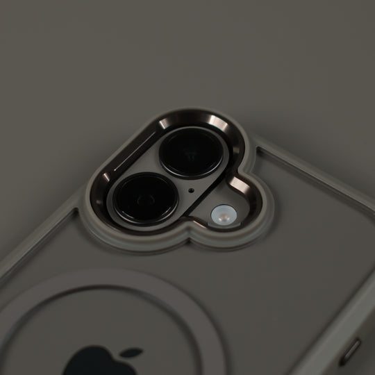 iPhone 17 Qcaze DUO MystiQ Grey Skin and Case Set Camera Close Up