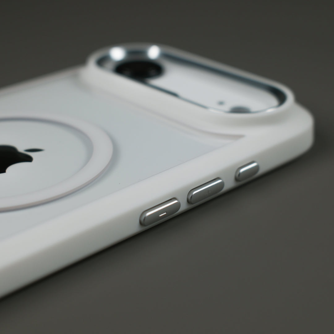 iPhone Air Qcaze DUO Polar White Skin and Case Set Close Up Buttons