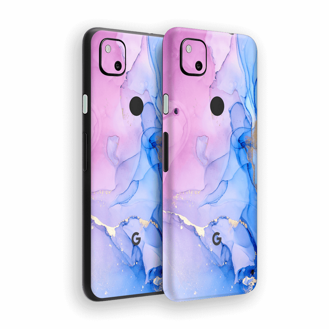 Google Pixel 4a Print Printed Custom SIGNATURE AGATE GEODE Pink-Blue Skin Wrap Sticker Decal Cover Protector by EasySkinz