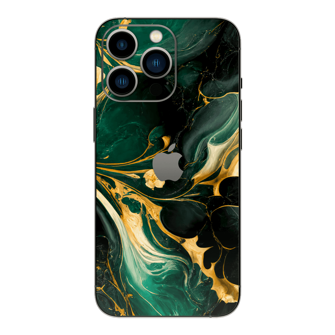 iPhone 14 PRO SIGNATURE AGATE GEODE Royal Green-Gold Skin - Premium Protective Skin Wrap Sticker Decal Cover by QSKINZ | Qskinz.com
