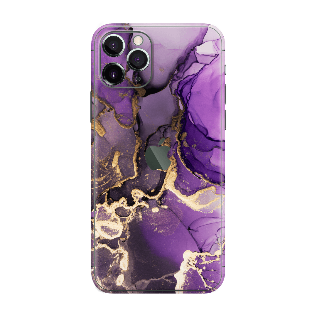 iPhone 11 Pro MAX Print Printed Custom SIGNATURE AGATE GEODE Purple-Gold Skin Wrap Sticker Decal Cover Protector by EasySkinz | EasySkinz.com