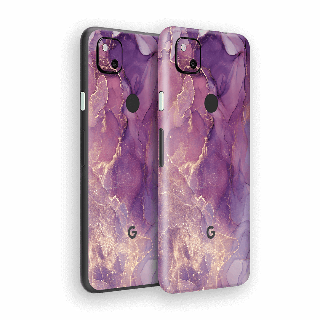 Google Pixel 4a Print Printed Custom SIGNATURE AGATE GEODE Purple-Gold Skin Wrap Sticker Decal Cover Protector by EasySkinz