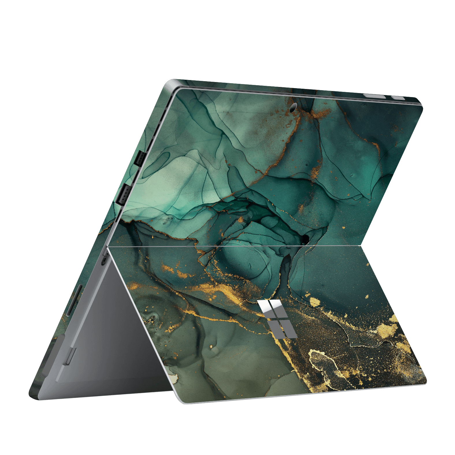 Microsoft Surface Pro 6 Print Printed Custom Signature AGATE GEODE Royal Green-Gold Skin Wrap Sticker Decal Cover Protector by EasySkinz