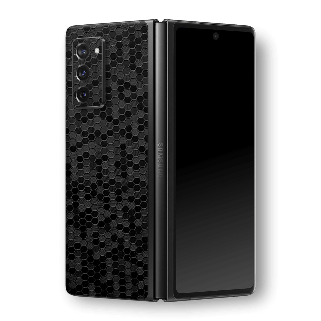 Samsung Galaxy Z Fold 2 Luxuria Black Honeycomb 3D Textured Skin Wrap Sticker Decal Cover Protector by EasySkinz | EasySkinz.com