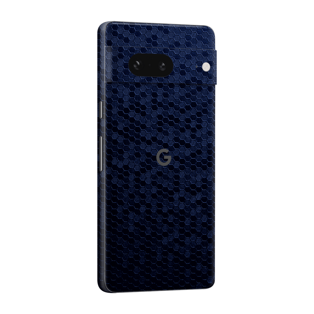 Google Pixel 7 (2022) Luxuria Navy Blue Honeycomb 3D Textured Skin Wrap Sticker Decal Cover Protector by EasySkinz | EasySkinz.com