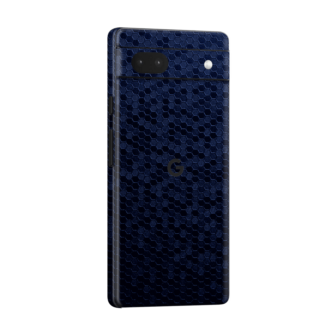 Google Pixel 6a (2022) Luxuria Navy Blue Honeycomb 3D Textured Skin Wrap Sticker Decal Cover Protector by EasySkinz | EasySkinz.com