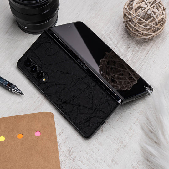 Samsung Galaxy Z Fold 3 Luxuria Black Web Net Mesh Cocoon 3D Textured Skin Wrap Sticker Decal Cover Protector by EasySkinz