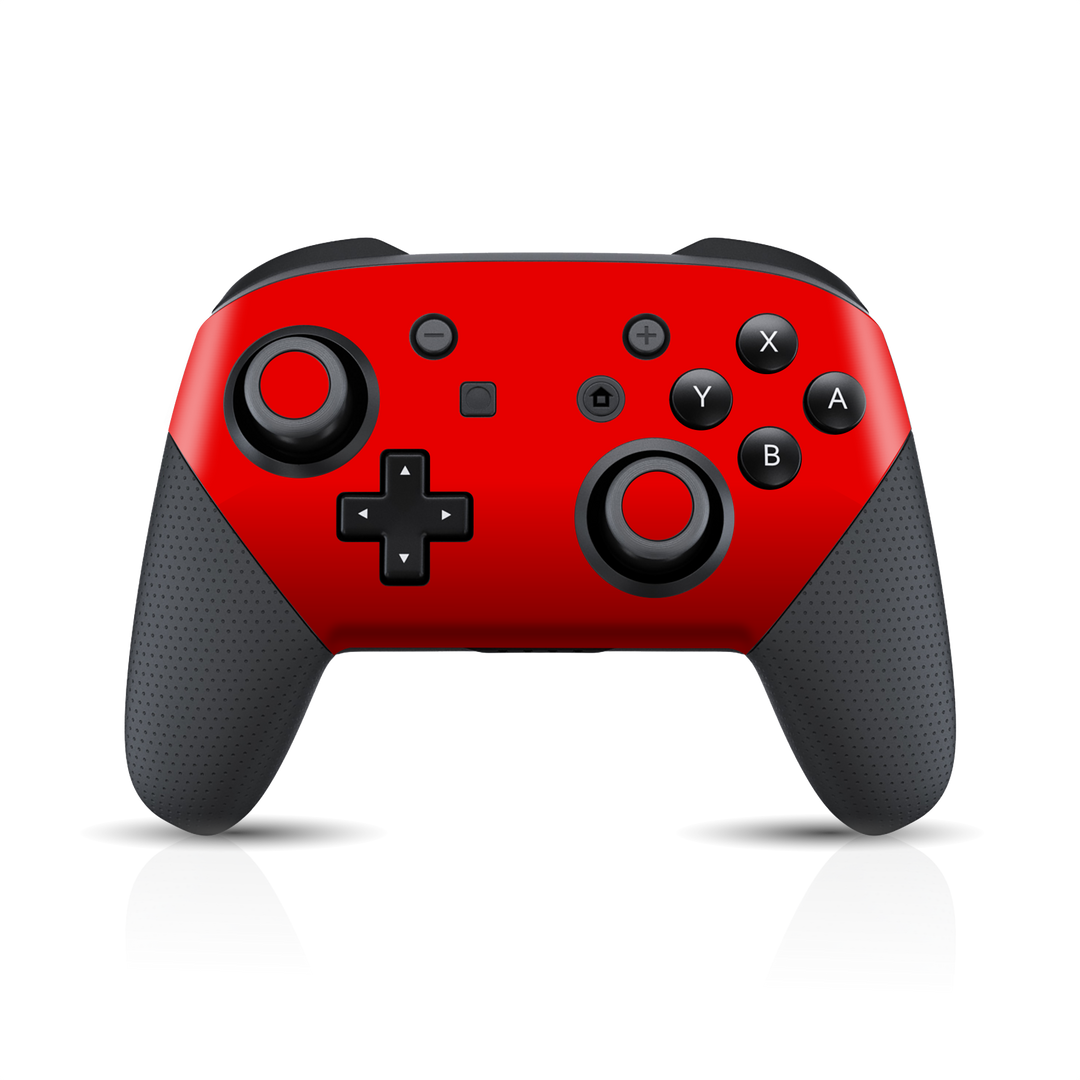 Nintendo Switch Pro CONTROLLER Glossy Bright Red Skin Wrap Sticker Decal Cover Protector by EasySkinz