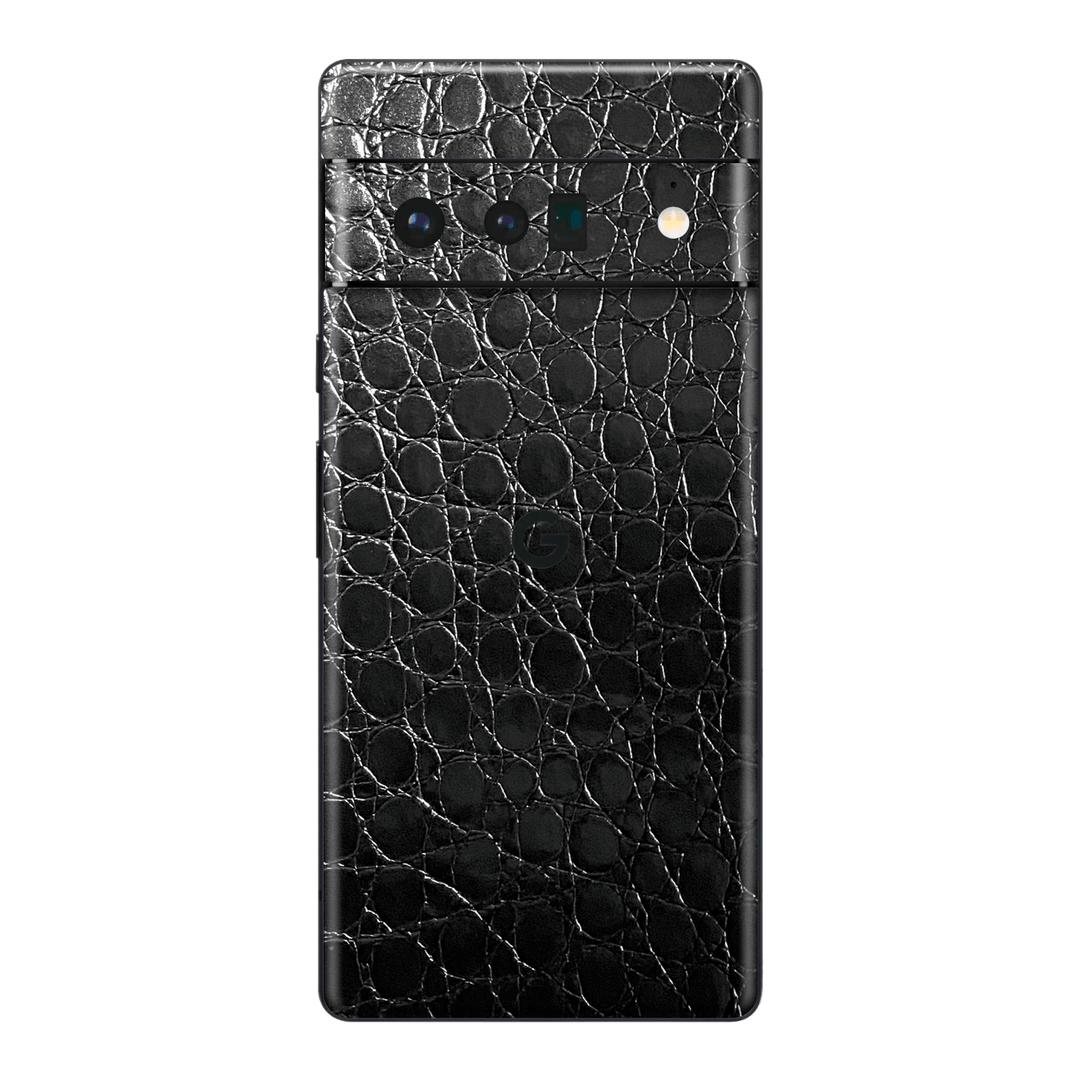 Google Pixel 6 Pro Luxuria Black Leather Alligator Crocodile Reptile 3D Textured Skin Wrap Sticker Decal Cover Protector by EasySkinz | EasySkinz.com