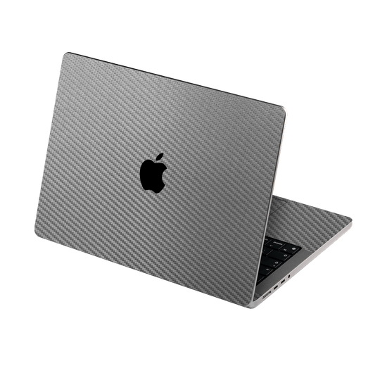 MacBook PRO 14" (2021) Metallic Grey 3D Textured Carbon Fibre Fiber Skin Wrap Sticker Decal Cover Protector by EasySkinz | EasySkinz.com