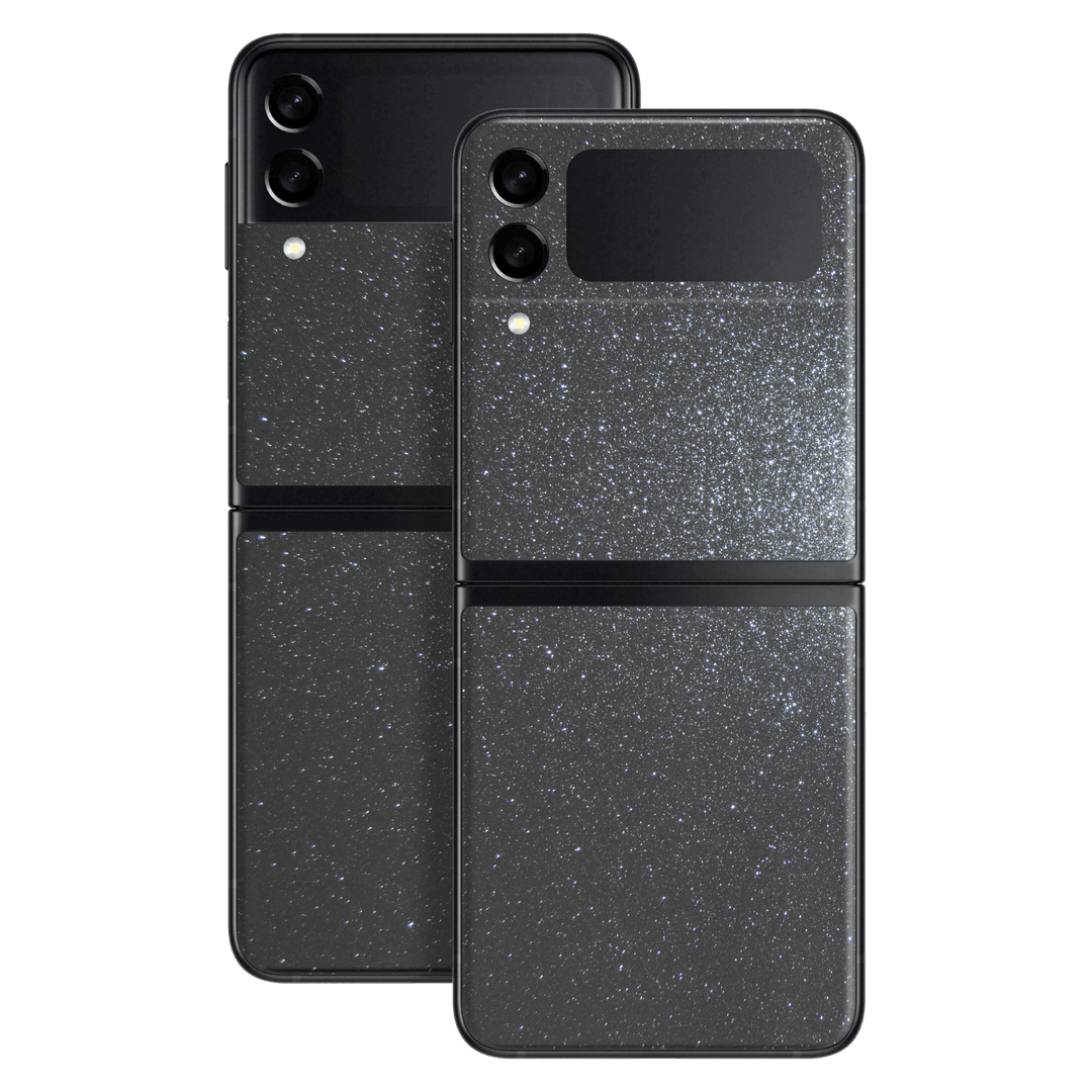 Samsung Galaxy Z Flip 3 Diamond METEORITE Grey Shimmering Sparkling Glitter Skin Wrap Sticker Decal Cover Protector by EasySkinz | EasySkinz.com